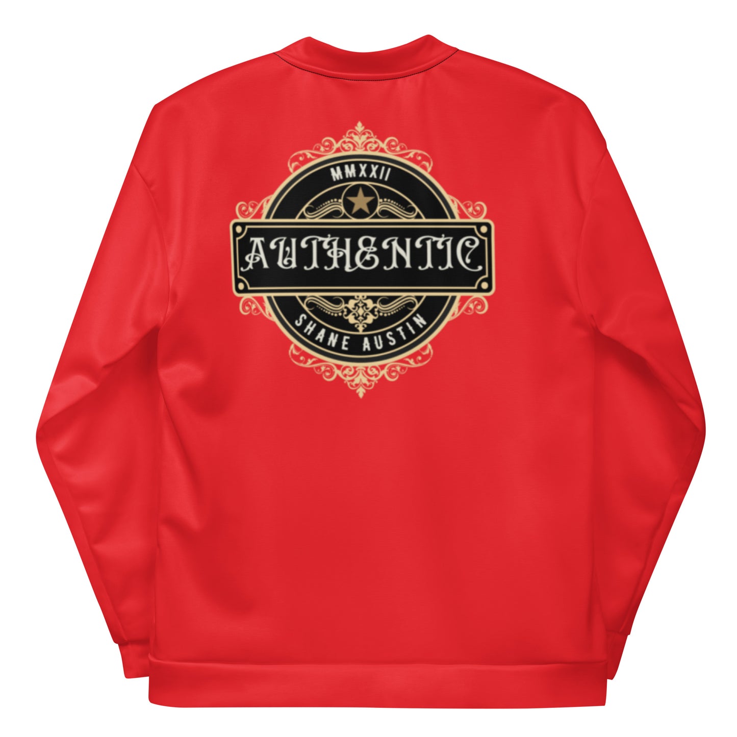 Authentic Patch Unisex Bomber Jacket (Red)