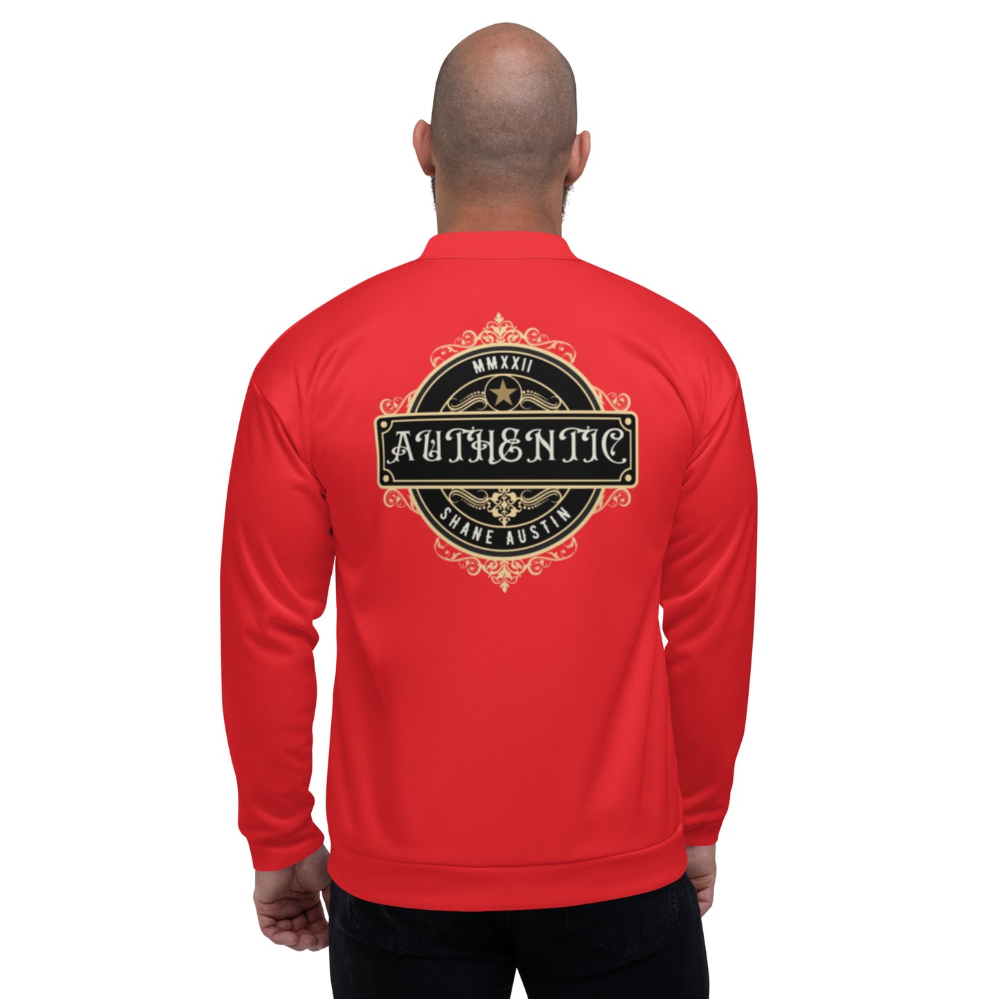 Authentic Patch Unisex Bomber Jacket (Red)