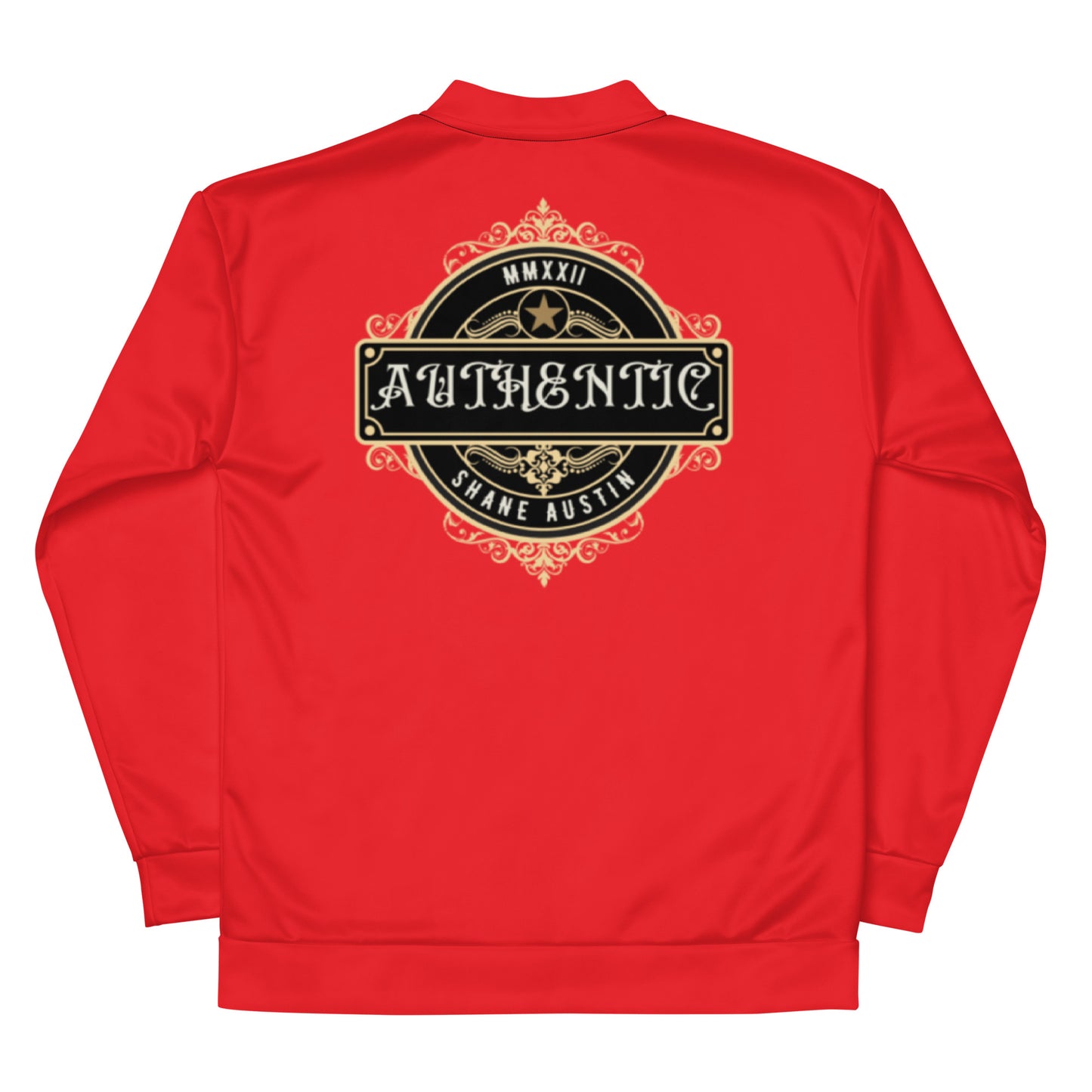 Authentic Patch Unisex Bomber Jacket (Red)