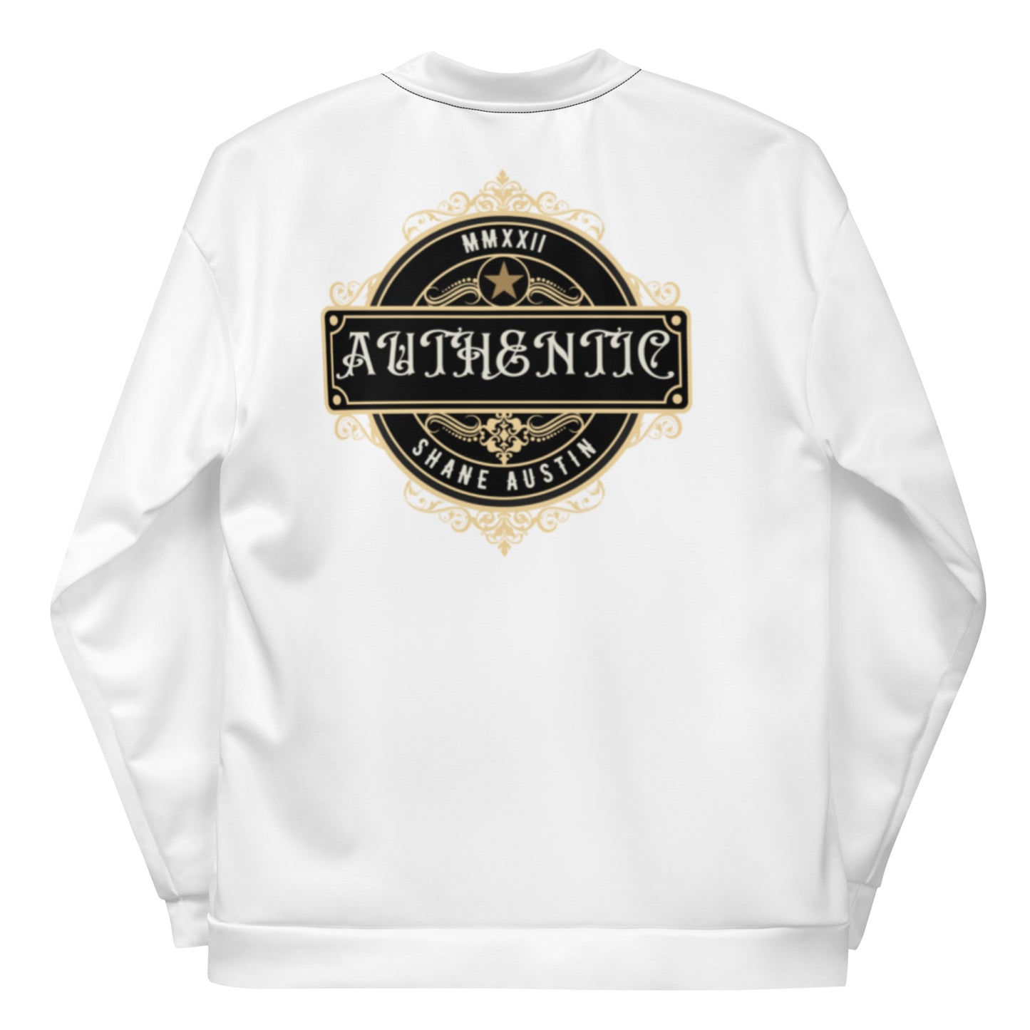 Authentic Patch Unisex Bomber Jacket (White)