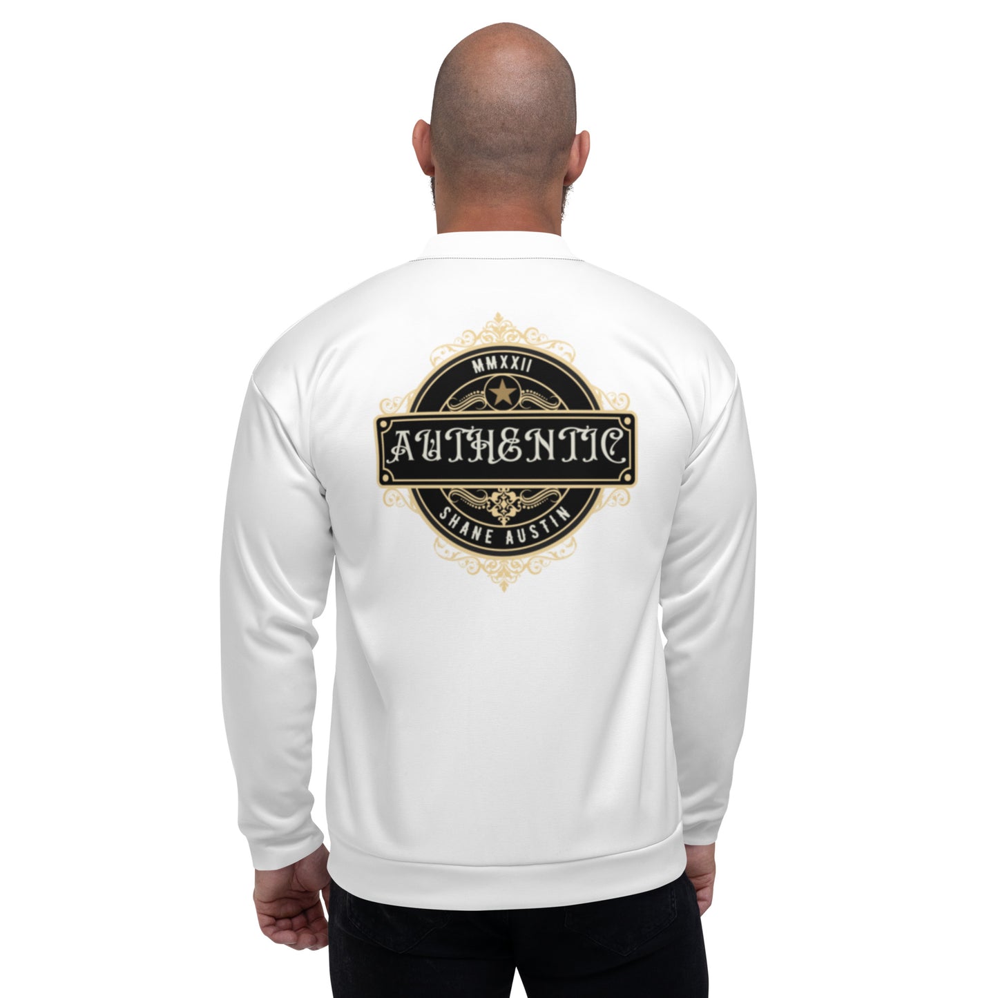 Authentic Patch Unisex Bomber Jacket (White)