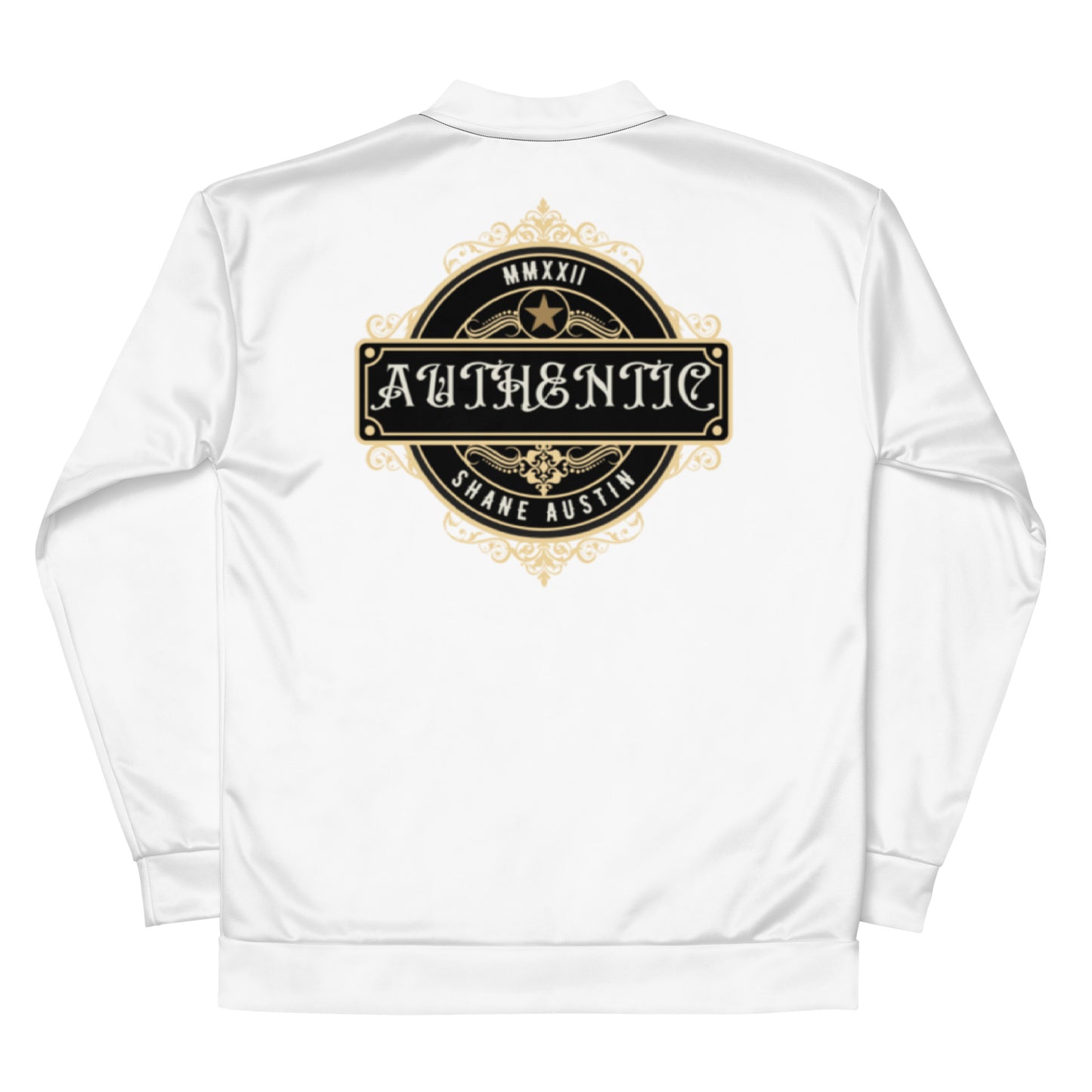 Authentic Patch Unisex Bomber Jacket (White)