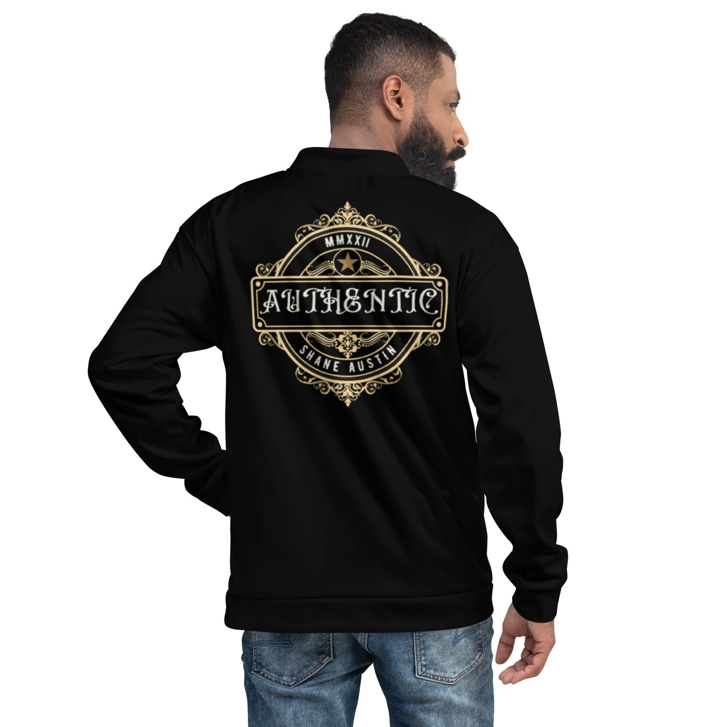 Authentic Patch Unisex Bomber Jacket (Black)