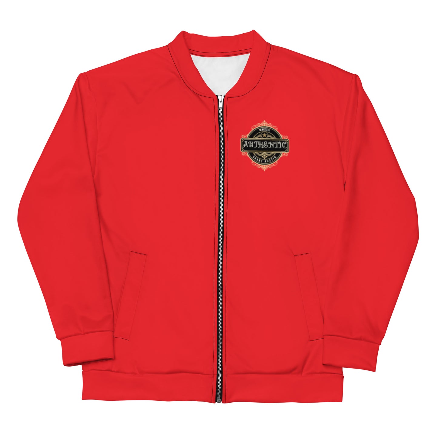 Authentic Patch Unisex Bomber Jacket (Red)