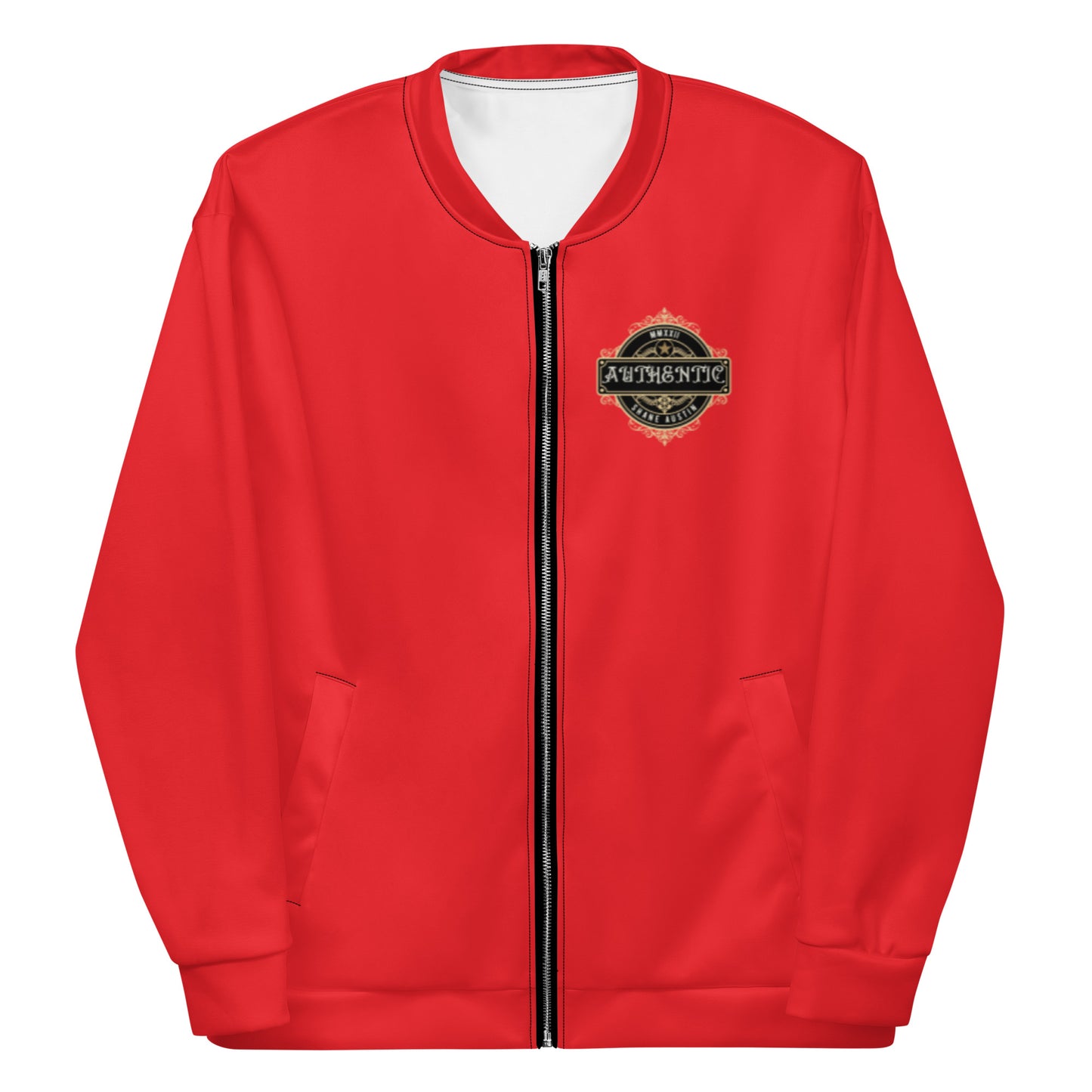 Authentic Patch Unisex Bomber Jacket (Red)