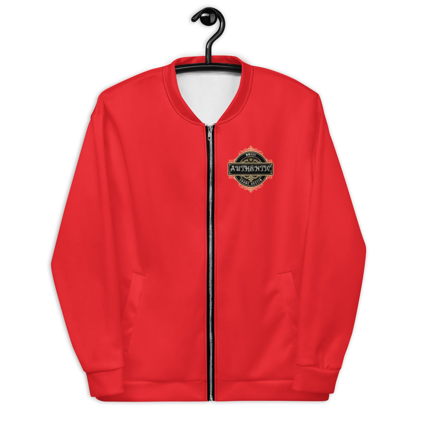 Authentic Patch Unisex Bomber Jacket (Red)