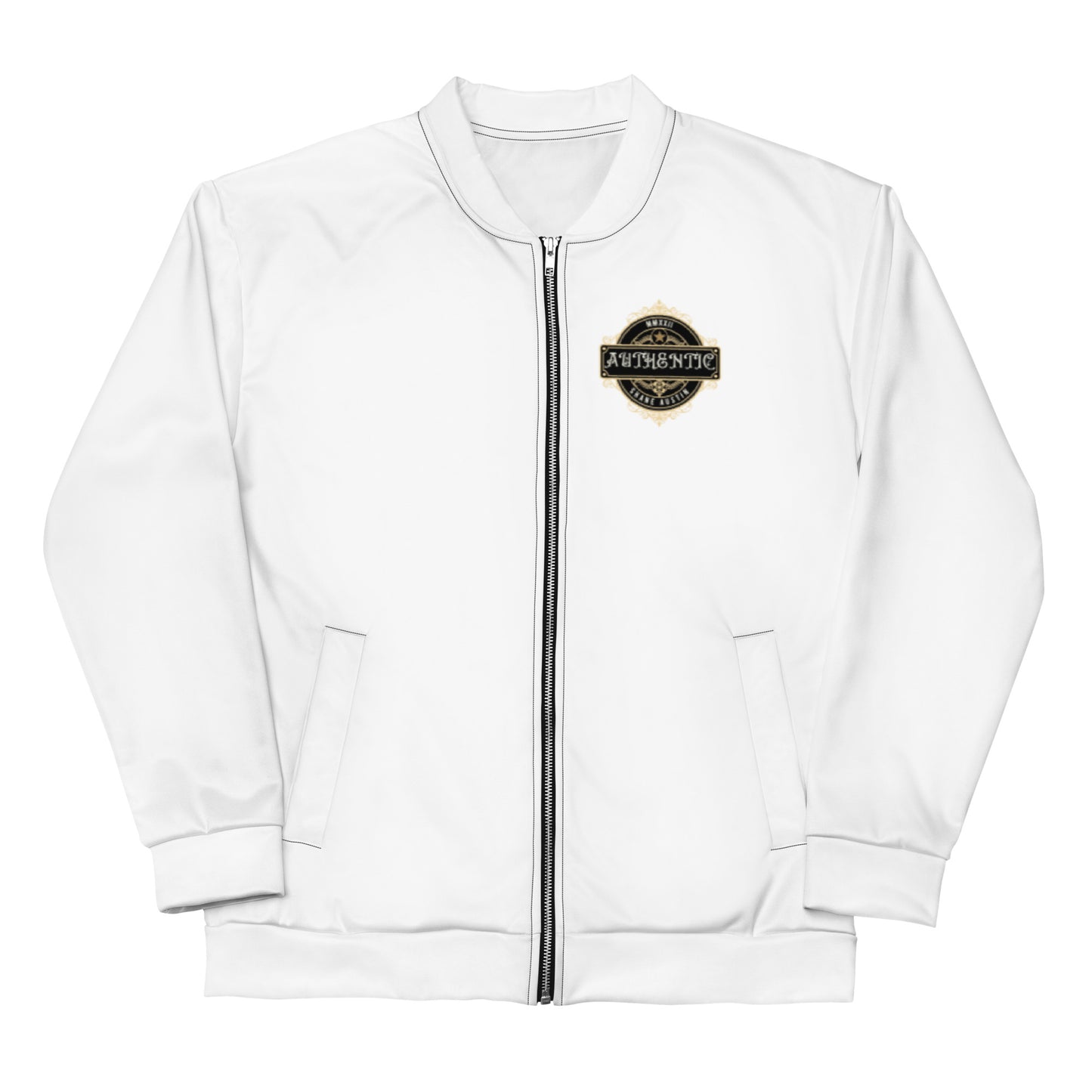 Authentic Patch Unisex Bomber Jacket (White)