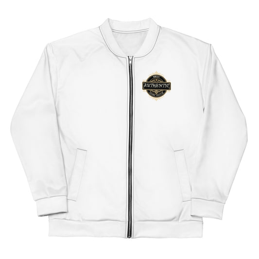 Authentic Patch Unisex Bomber Jacket (White)