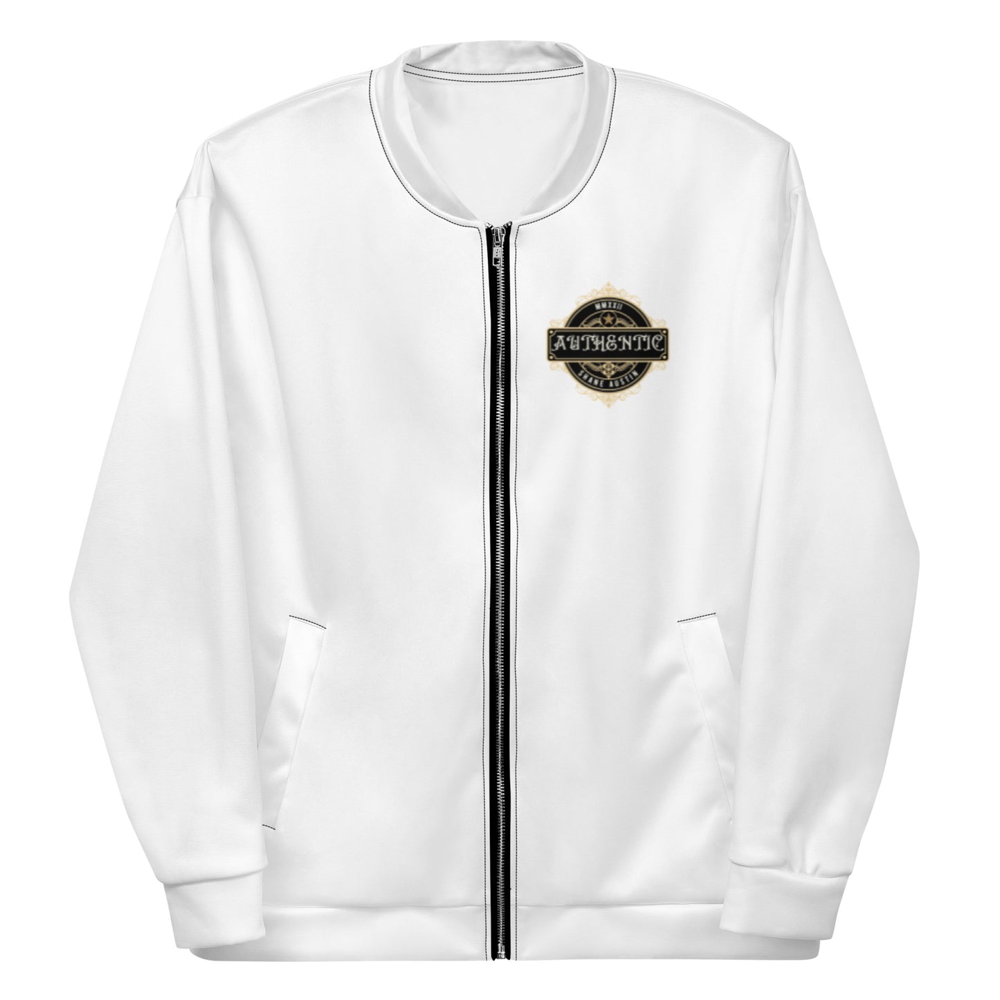 Authentic Patch Unisex Bomber Jacket (White)