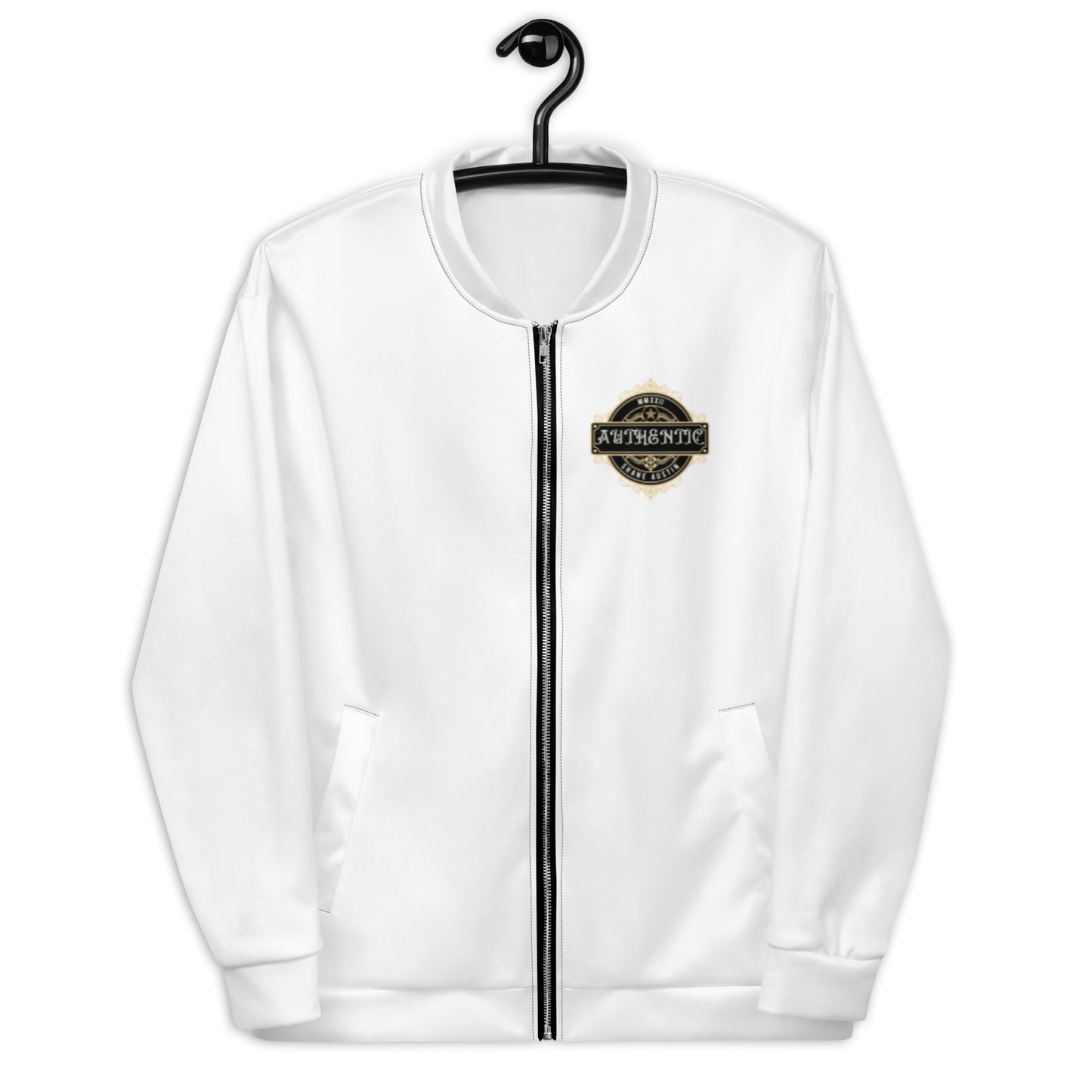 Authentic Patch Unisex Bomber Jacket (White)