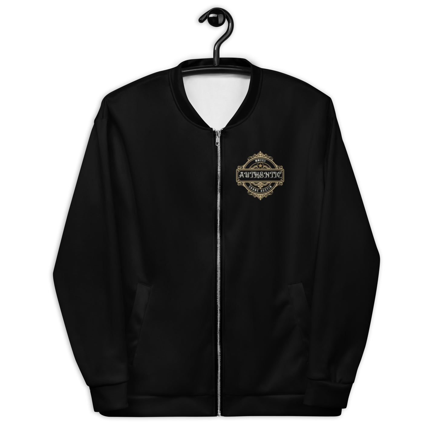 Authentic Patch Unisex Bomber Jacket (Black)