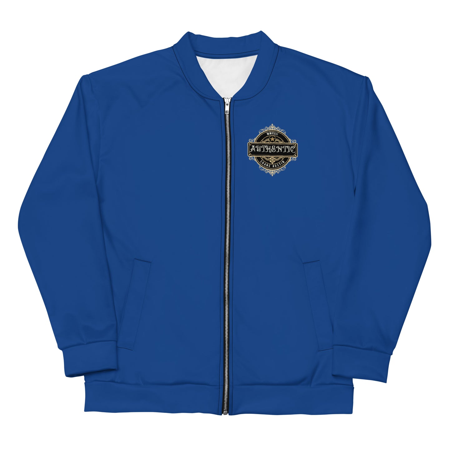 Authentic Patch Unisex Bomber Jacket (Blue)