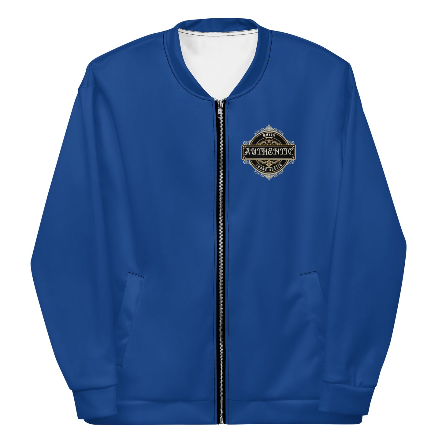 Authentic Patch Unisex Bomber Jacket (Blue)