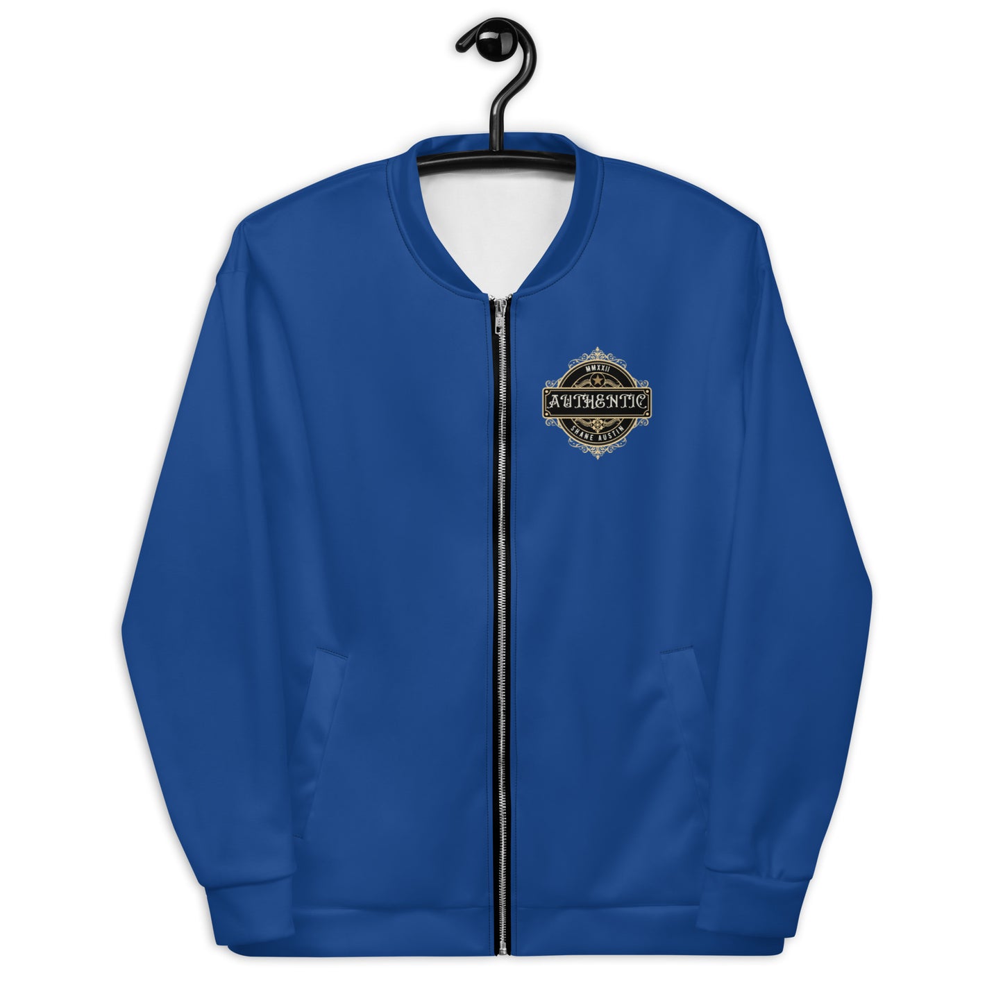 Authentic Patch Unisex Bomber Jacket (Blue)