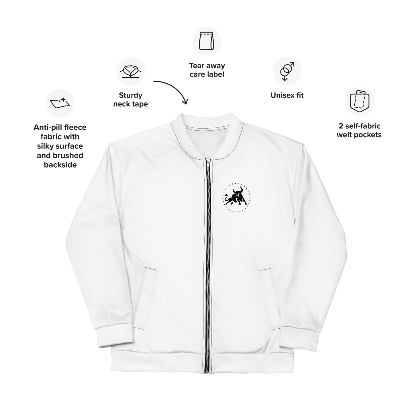 Logo Unisex Bomber Jacket (White)