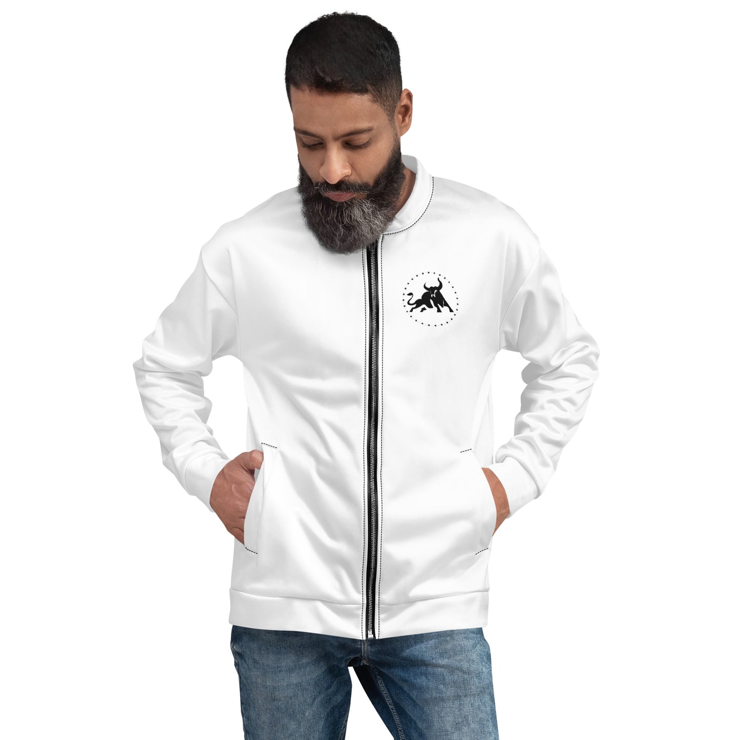 Logo Unisex Bomber Jacket (White)