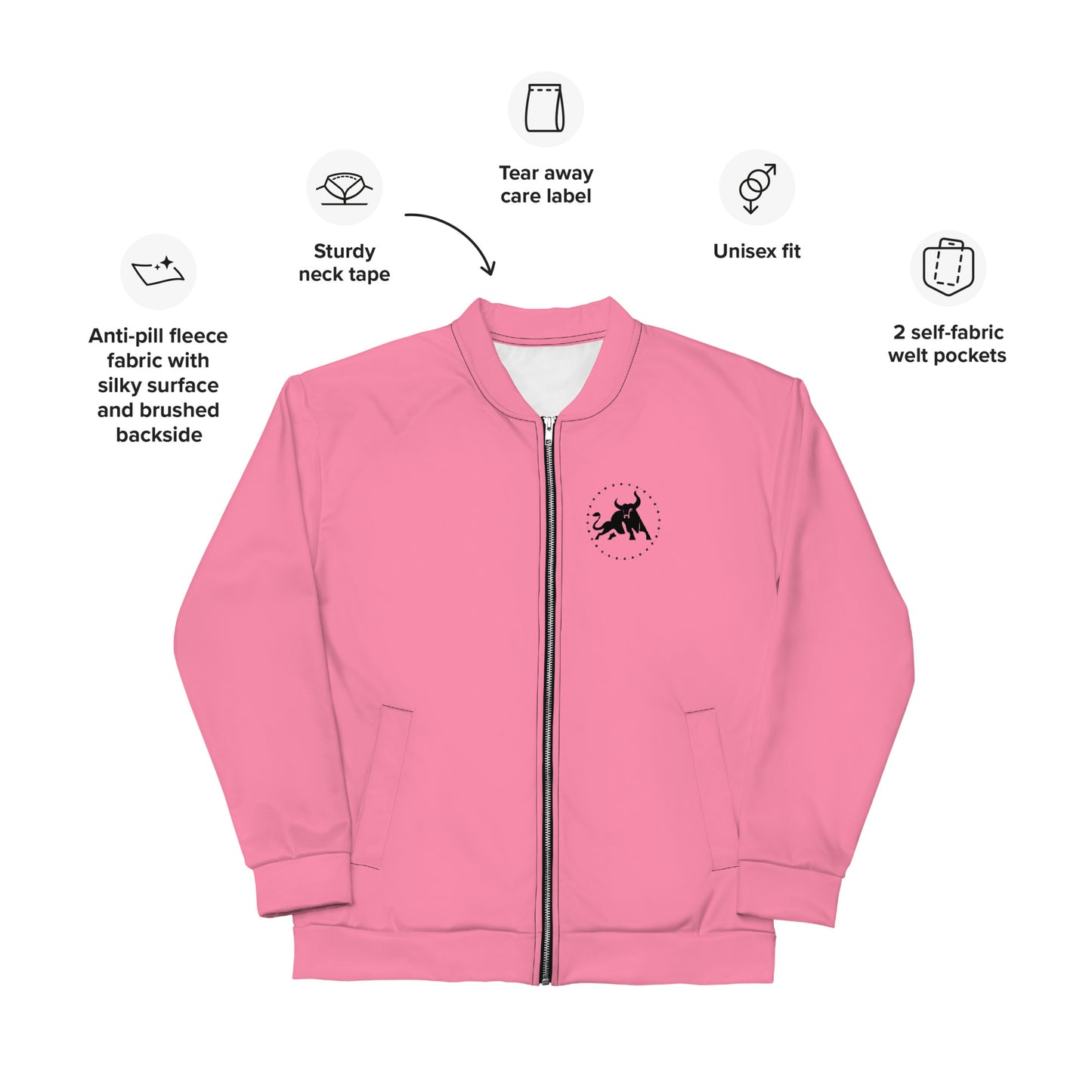 Logo Unisex Bomber Jacket (Pink)