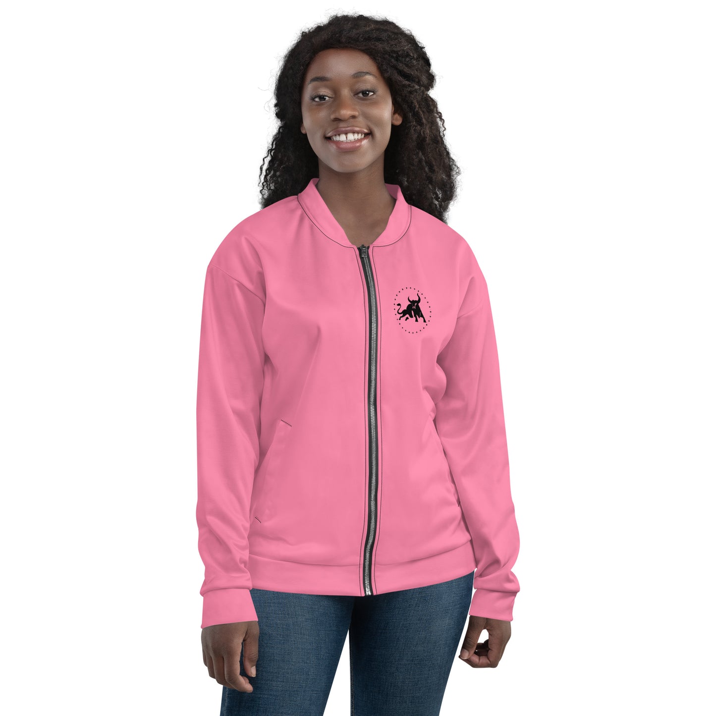 Logo Unisex Bomber Jacket (Pink)