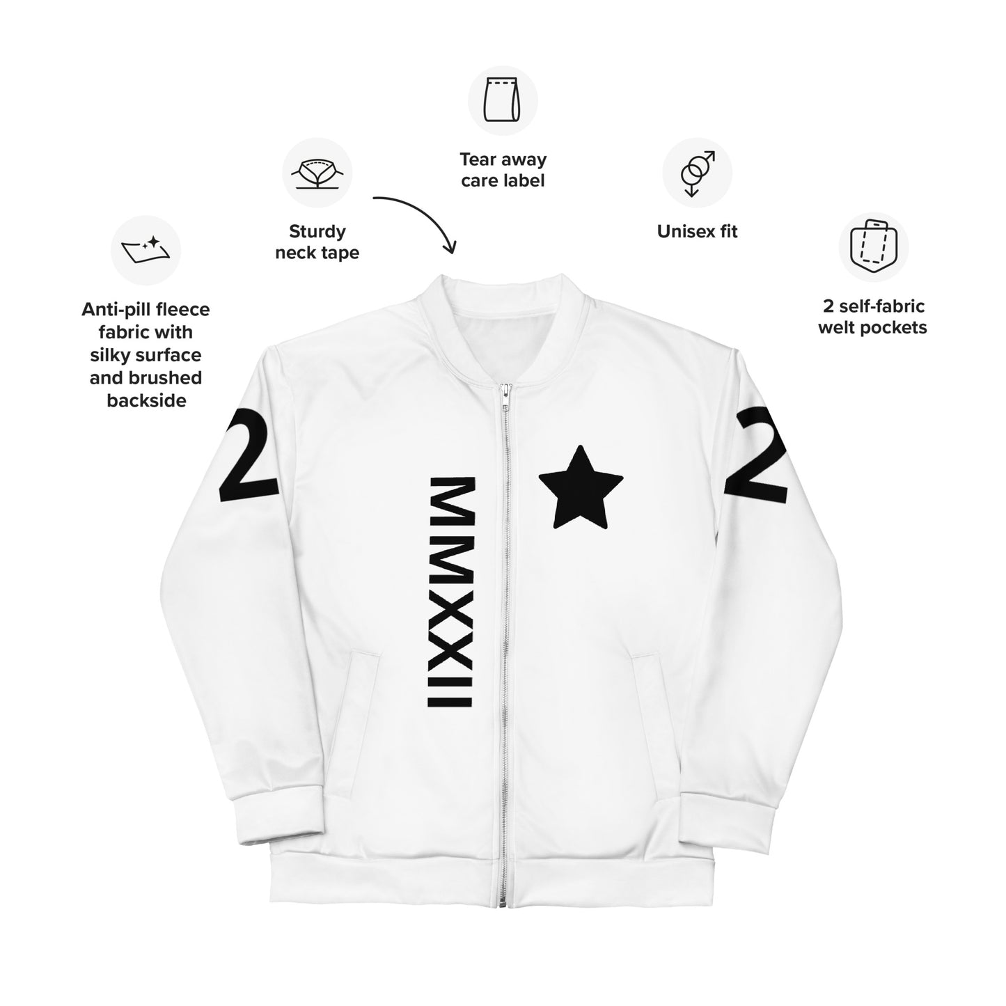 Logo MMXXII Unisex Bomber Jacket (White)