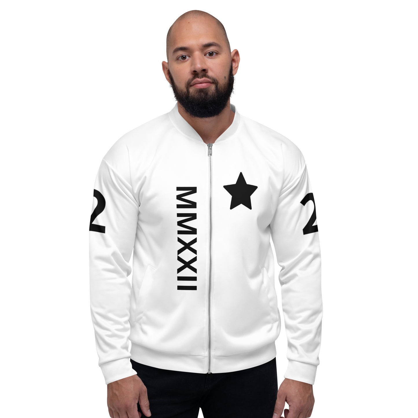 Logo MMXXII Unisex Bomber Jacket (White)