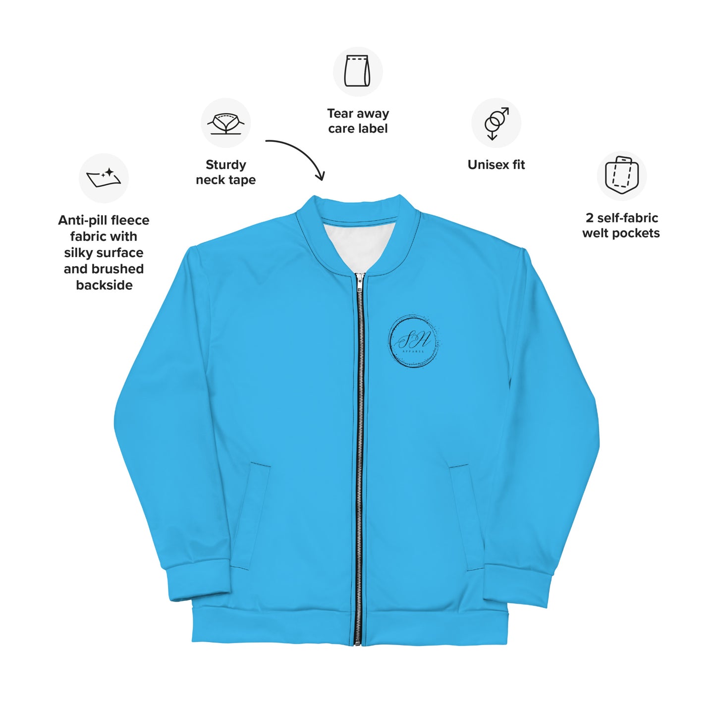 Elegante Unisex Bomber Jacket (Light Blue)