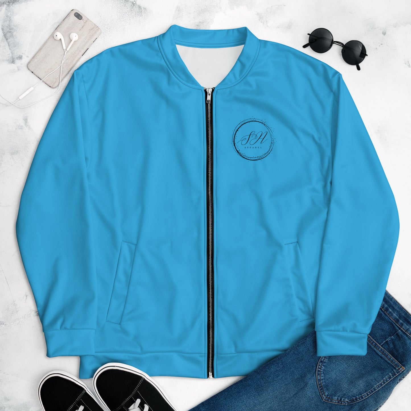 Elegante Unisex Bomber Jacket (Light Blue)