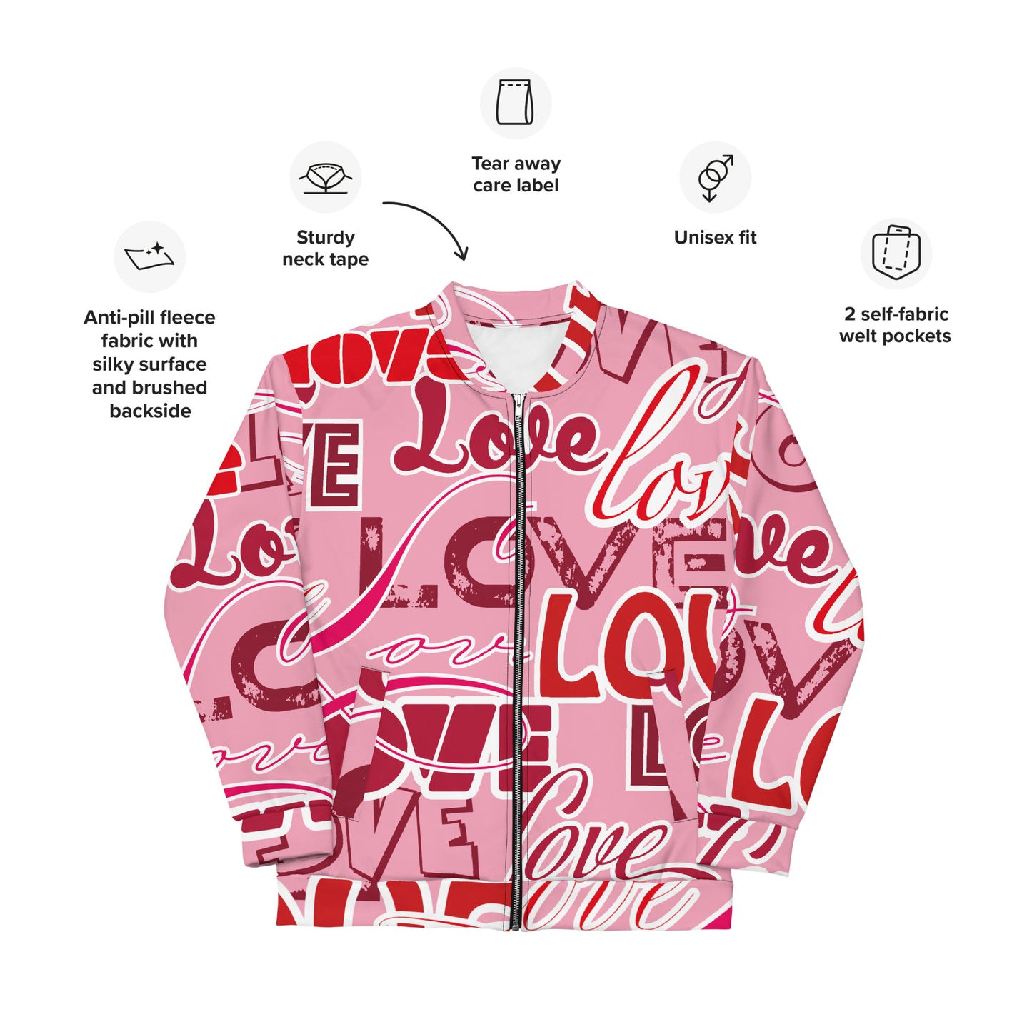 Love (Pink) Unisex Bomber Jacket