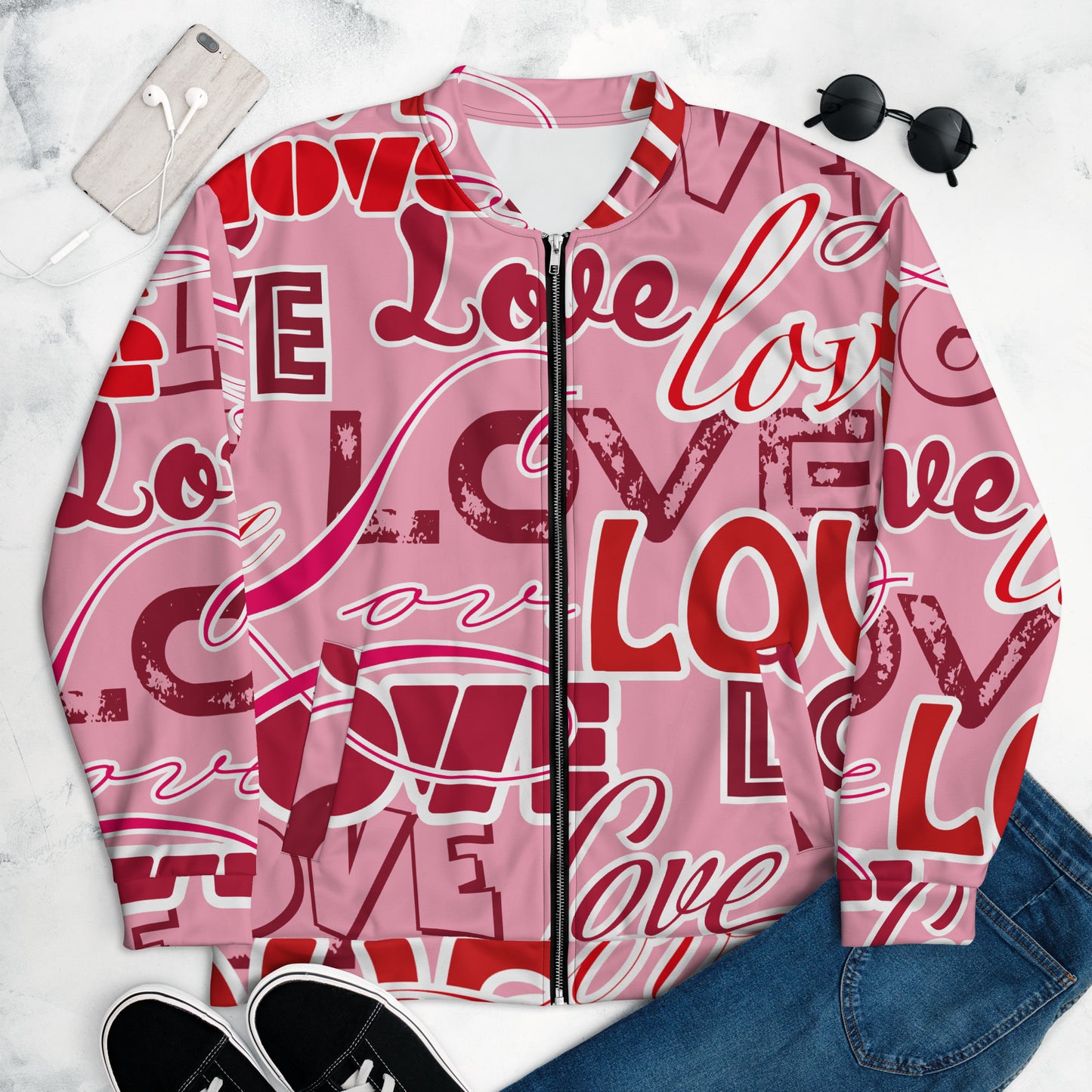 Love (Pink) Unisex Bomber Jacket