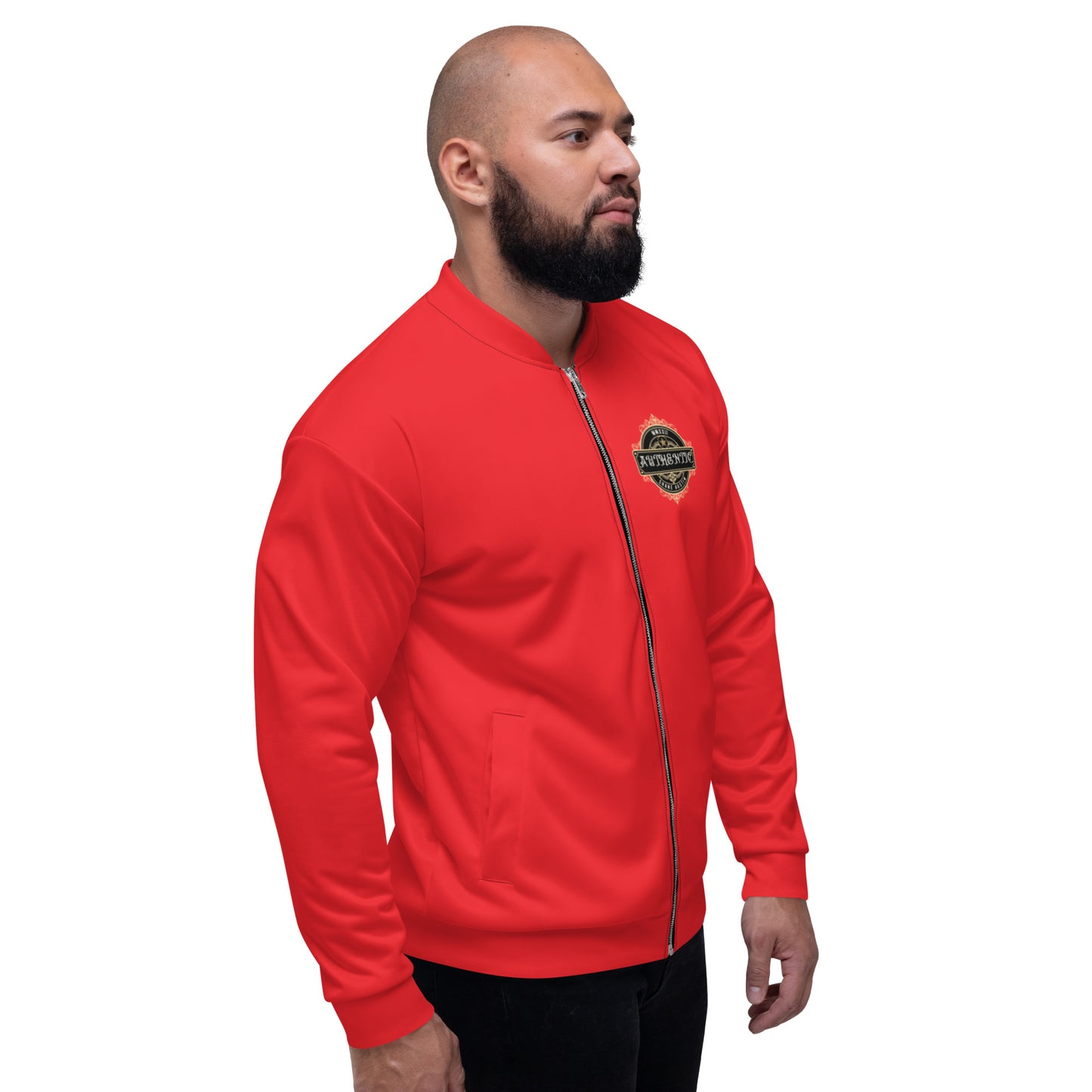 Authentic Patch Unisex Bomber Jacket (Red)