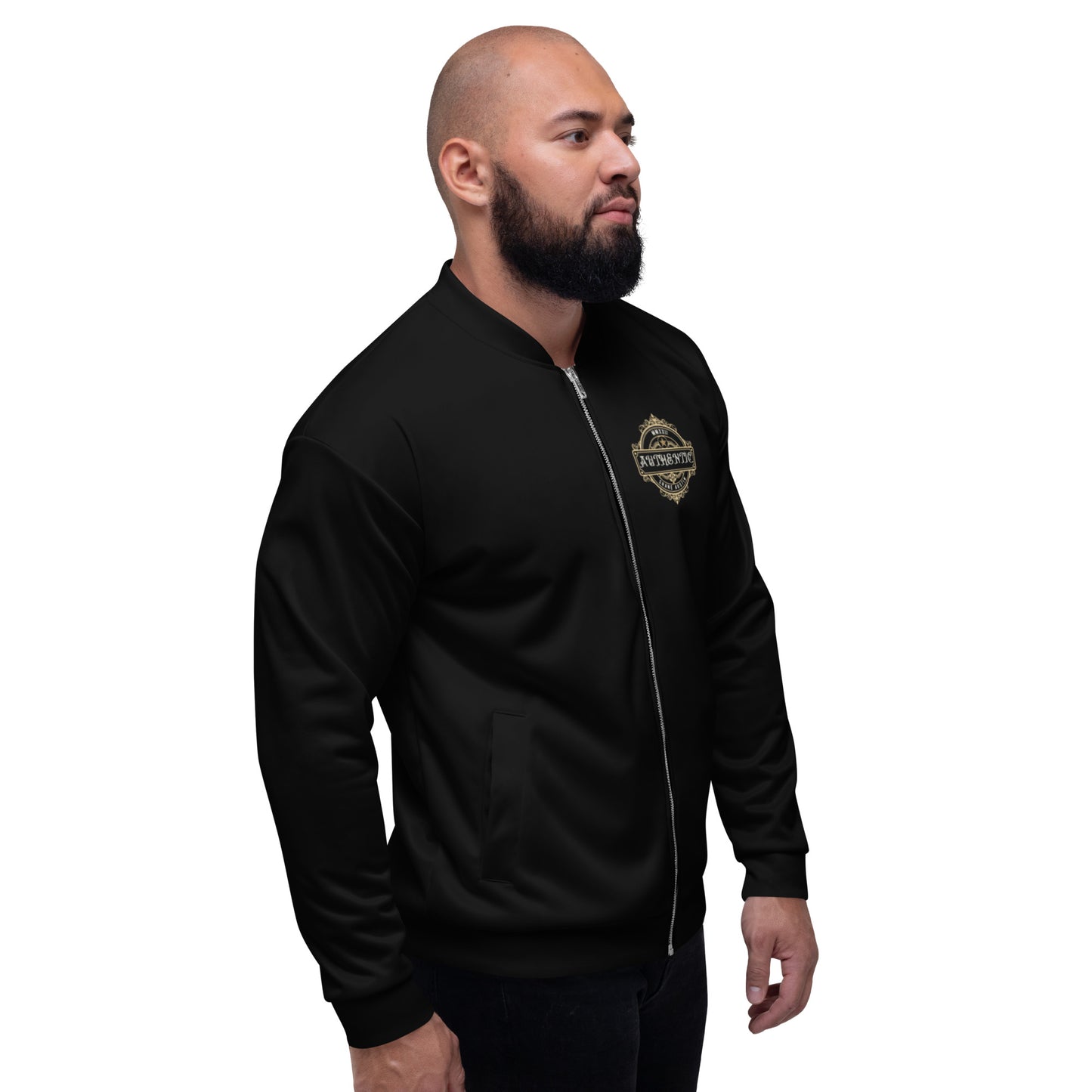 Authentic Patch Unisex Bomber Jacket (Black)