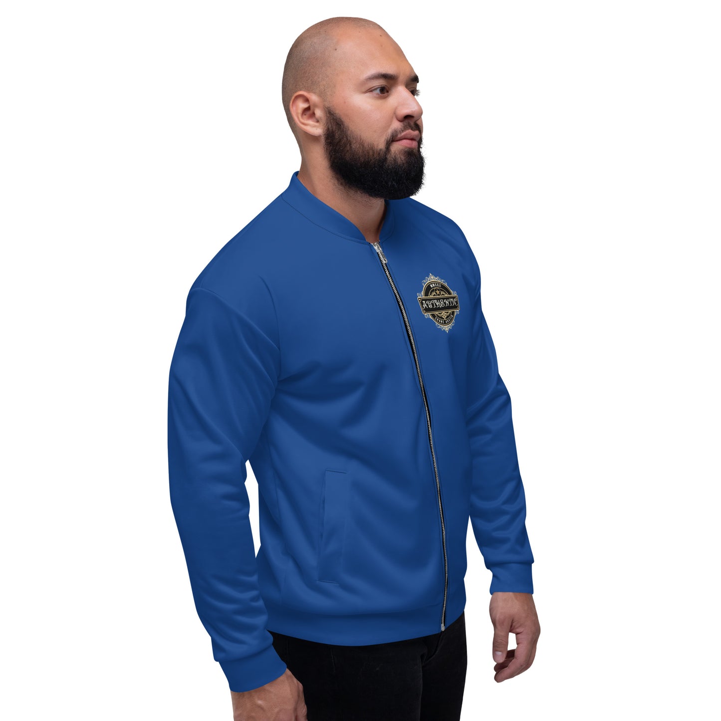 Authentic Patch Unisex Bomber Jacket (Blue)