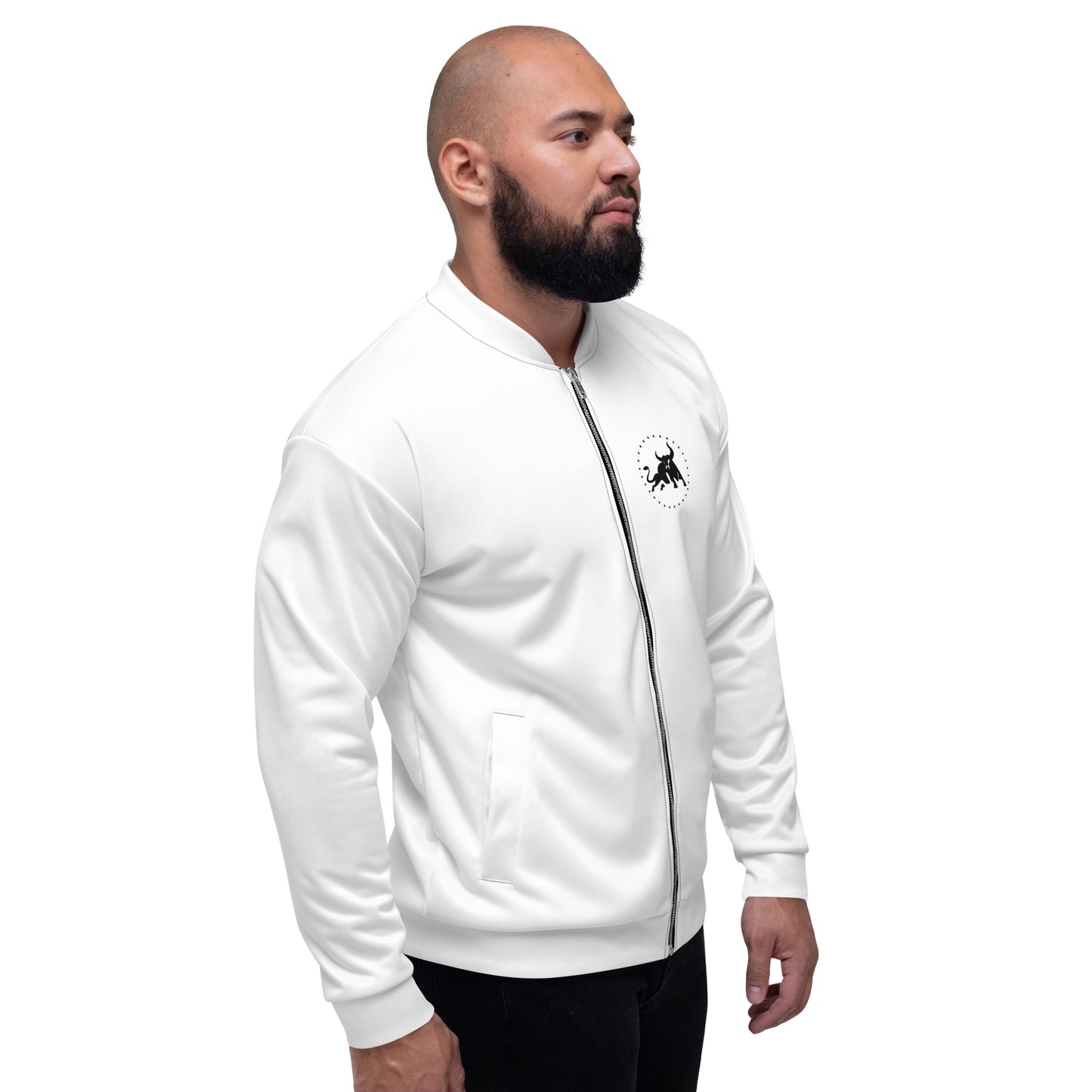 Logo Unisex Bomber Jacket (White)