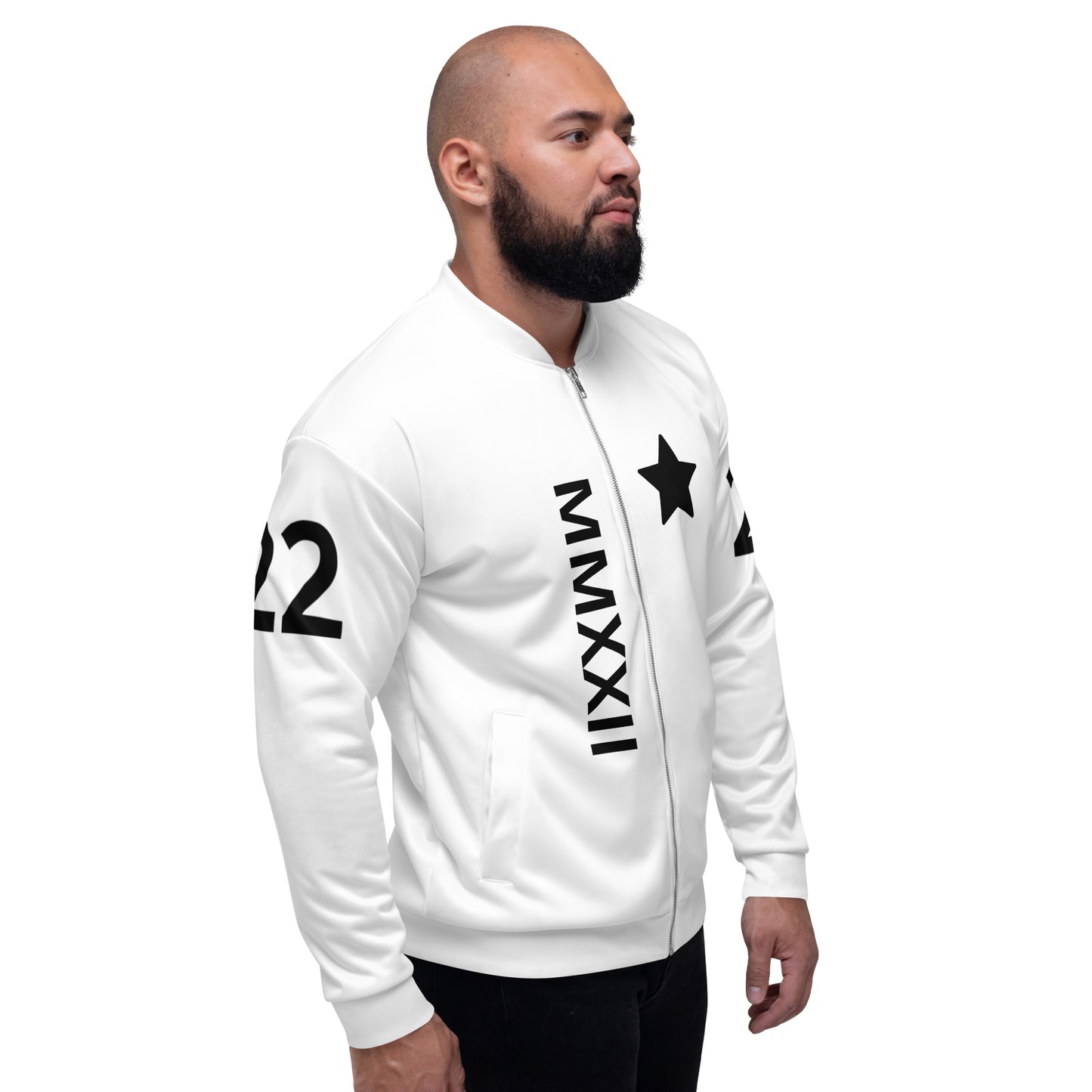 Logo MMXXII Unisex Bomber Jacket (White)