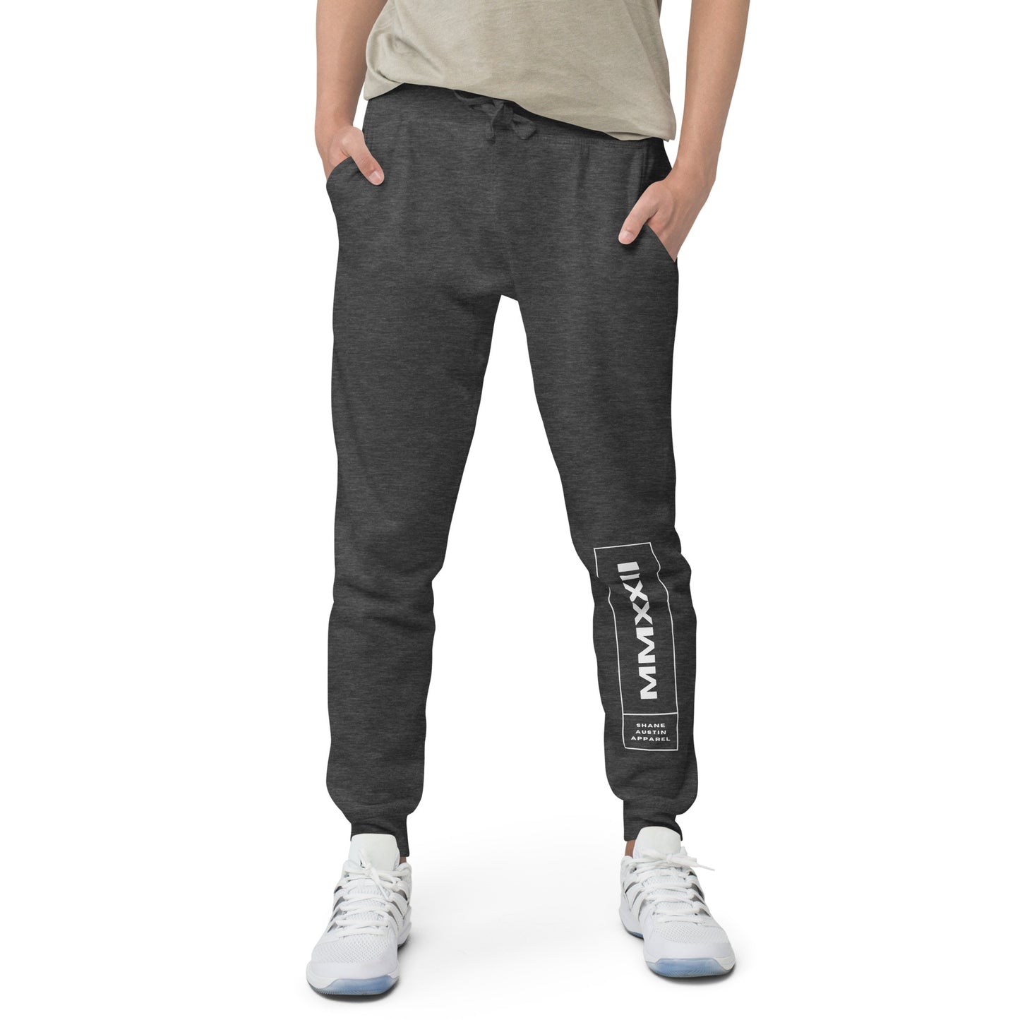 MMXXII Unisex fleece sweatpants (White)